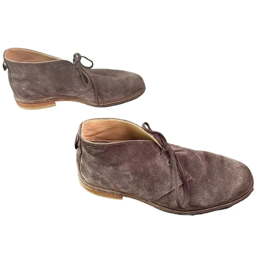 Clarks Originals Men's US 10 10M EU 43 Brown Suede Leather Lace Up Chukka Boots
